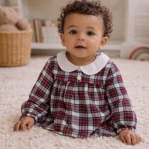 ✨ La Coqueta Plaid Peter Pan Collar Blouse | 3M | Spanish Boutique Classic